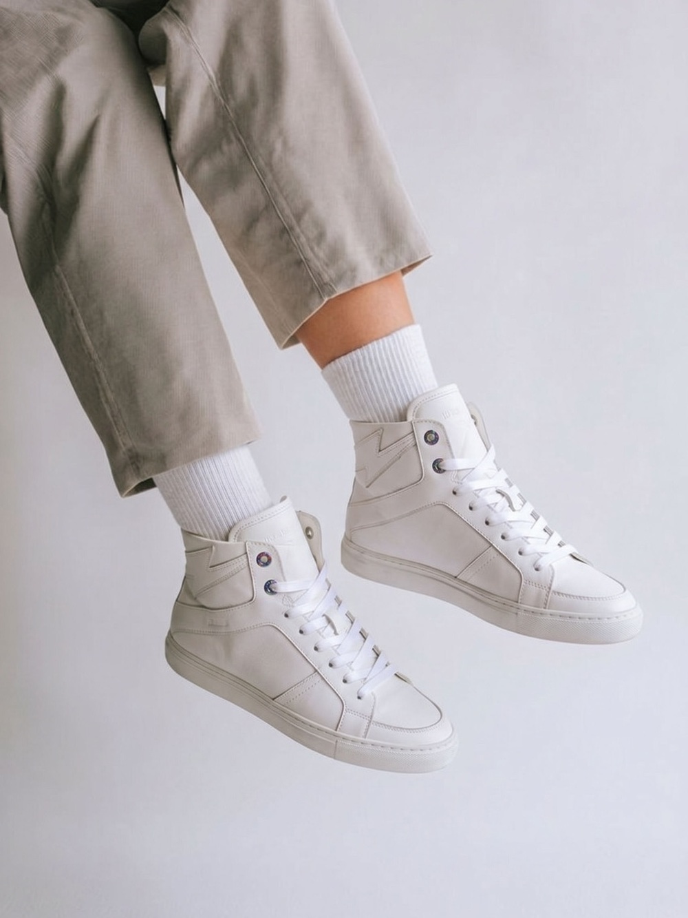 Zadig & Voltaire White High-Top Leather Sneakers - Picture 2 of 11